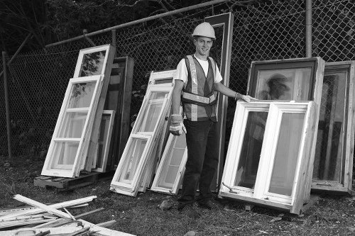 Customer inspecting furniture at Mayfair clearance sale