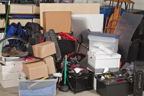 Professional waste removal team handling office waste